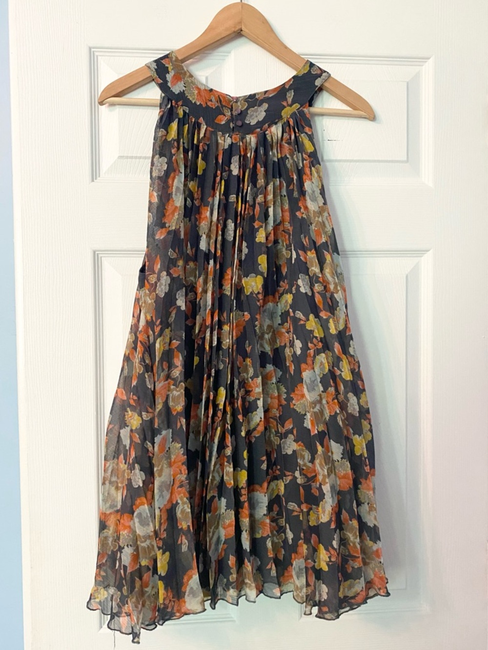 Free People Floral Pleated Halter Mini Dress - Navy Multi - Picture 5 of 6